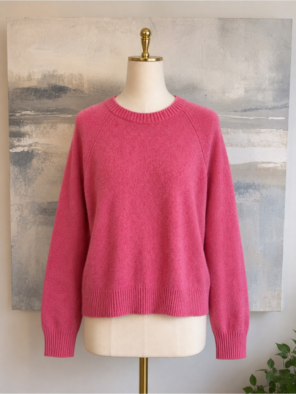 J Crew Pink Brushed Lambswool Blend Crewneck Sweater Soft Knit Medium